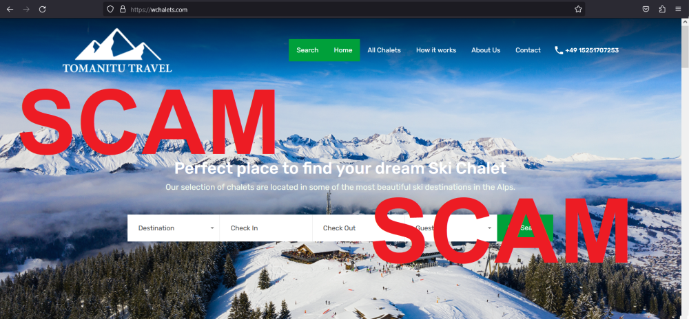 Read more about the article Fraudulent website wchalets.com and wchalets.de SCAM SCAM