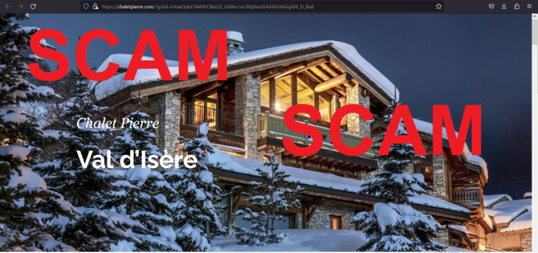 Read more about the article Fraudulent website: chaletpierre.com SCAM SCAM SCAM