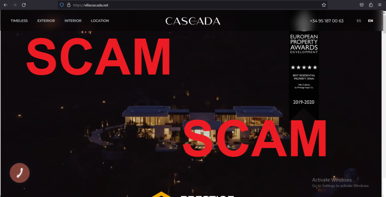 Read more about the article Fraudulent website: villacascada.net SCAM SCAM SCAM