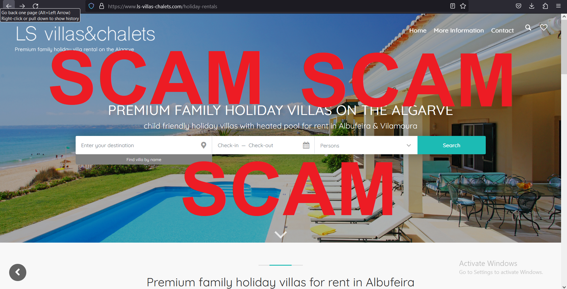 You are currently viewing Fraudulent website: ls-villas-chalets.com SCAM SCAM SCAM