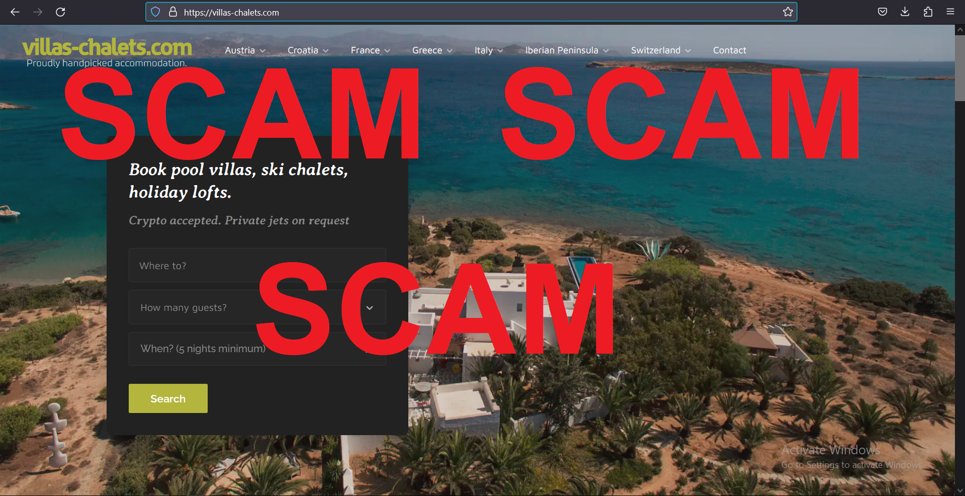 You are currently viewing Fraudulent website: villas-chalets.com SCAM SCAM SCAM