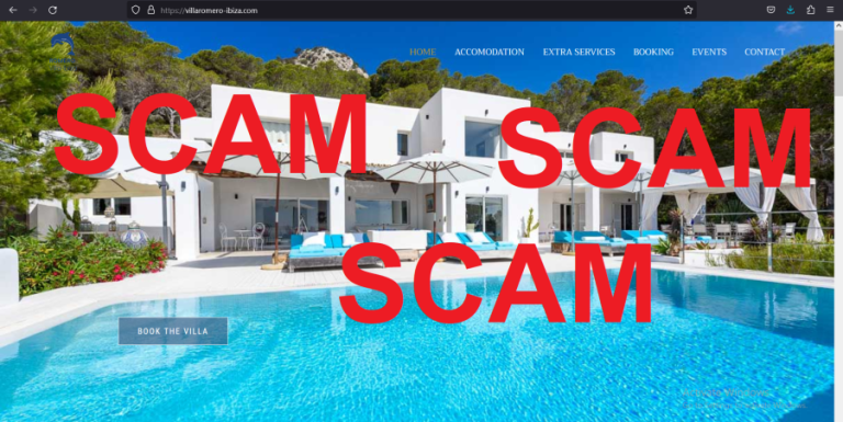 Read more about the article Fraudulent website: villaromero-ibiza.com SCAM SCAM SCAM
