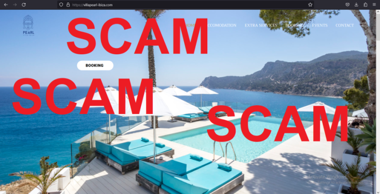 Read more about the article Fraudulent website: villapearl-ibiza.com SCAM SCAM SCAM