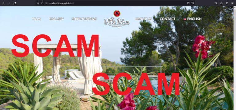 Read more about the article Fraudulent website: villa-ibiza-resort.de SCAM SCAM SCAM