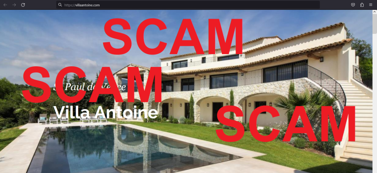 Read more about the article Fraudulent website: villaantoine.com SCAM SCAM