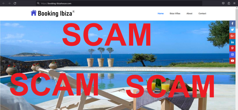 Read more about the article Fraudulent website: booking-ibizahouse.com SCAM SCAM