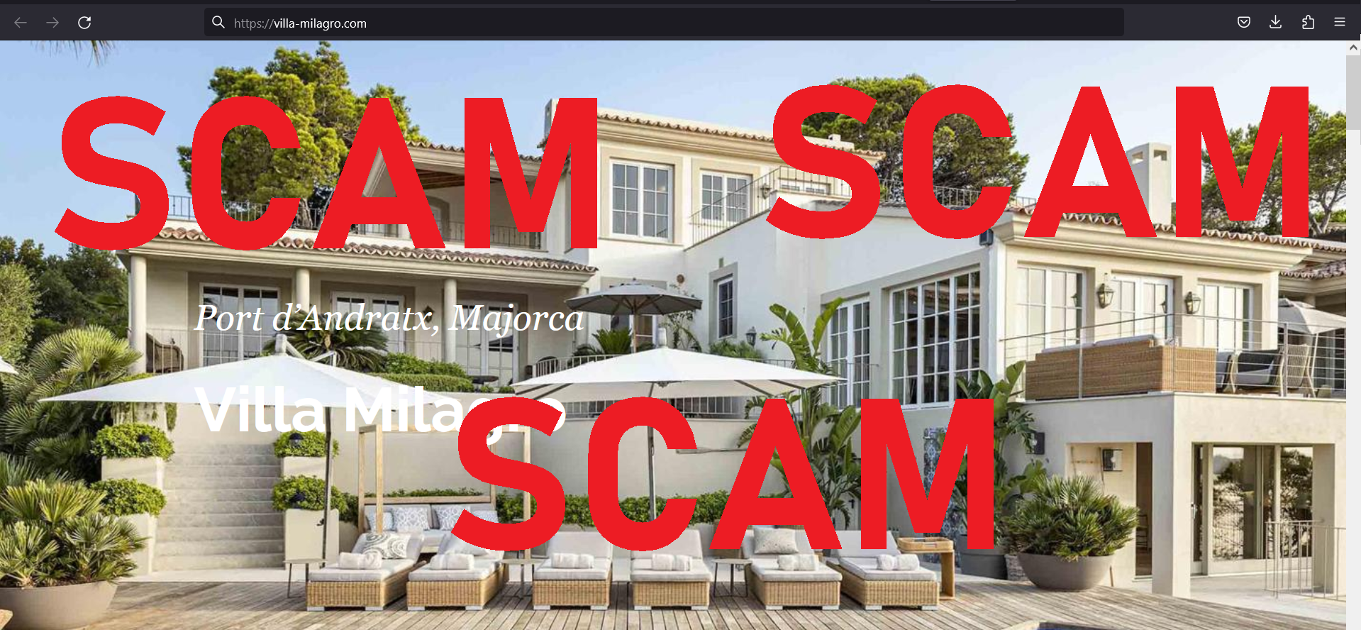 You are currently viewing Fraudulent website: villa-milagro.com SCAM SCAM