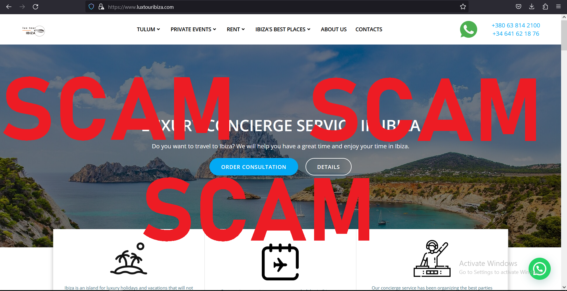 Read more about the article Fraudulent website: luxtouribiza.com SCAM SCAM