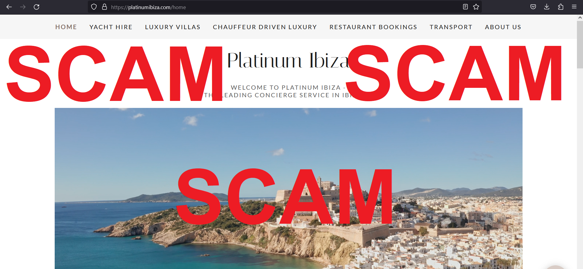 You are currently viewing Fraudulent website: platinumibiza.com SCAM SCAM