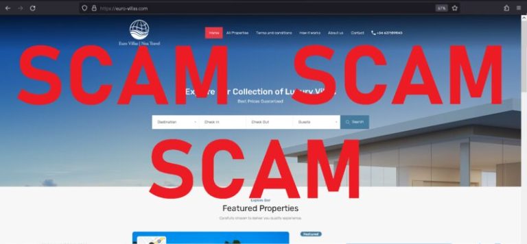 Read more about the article Fraudulent website: euro-villas.com SCAM SCAM