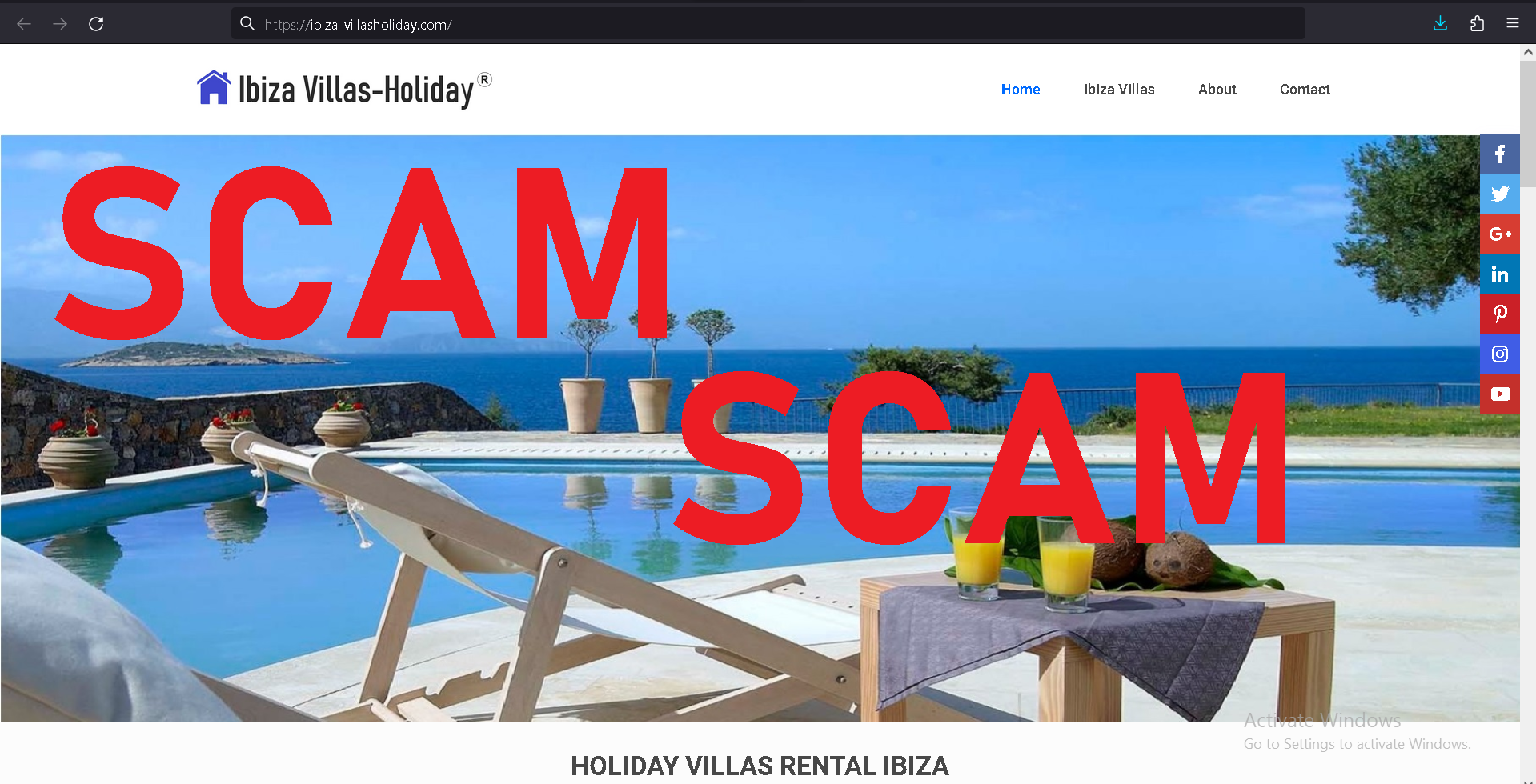 Read more about the article Fraudulent website: ibiza-villasholiday.com SCAM SCAM