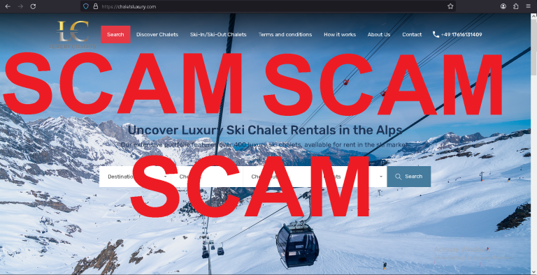 Read more about the article Fraudulent website: chaletsluxury.com SCAM SCAM