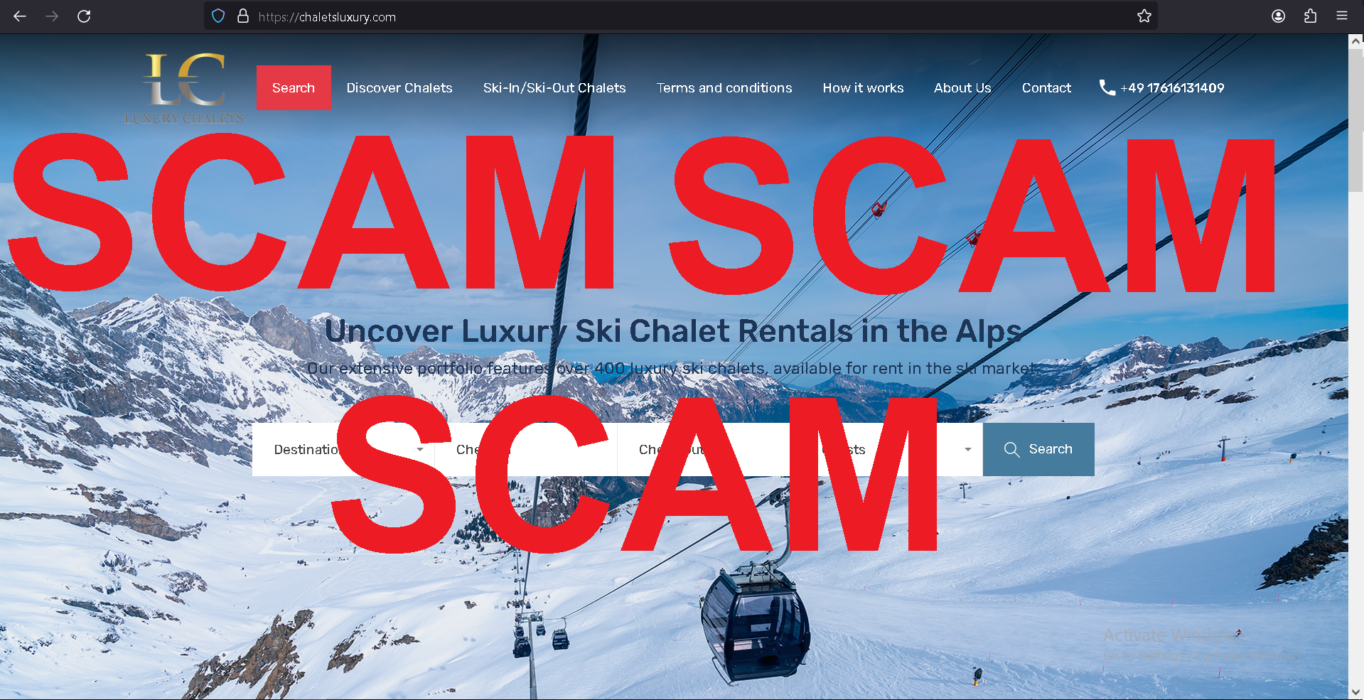 You are currently viewing Fraudulent website: chaletsluxury.com SCAM SCAM